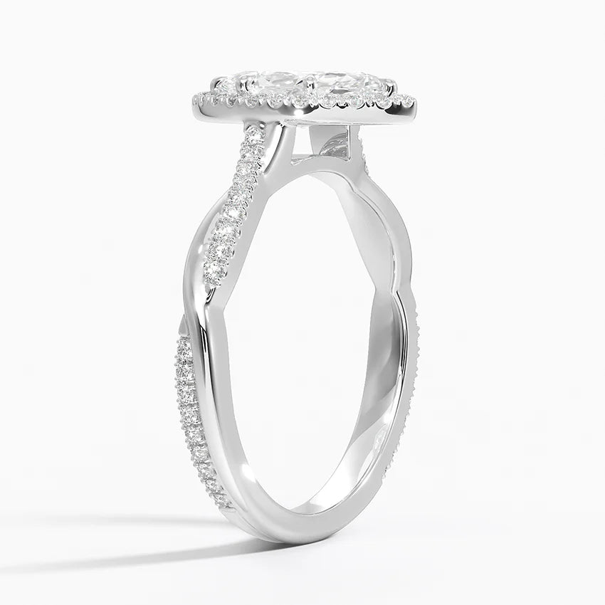 1.25 Karat Marquise Halo Tasarım Tektaş Laboratuvar Pırlanta Yüzük 18K -Diamora - Bold Diamonds