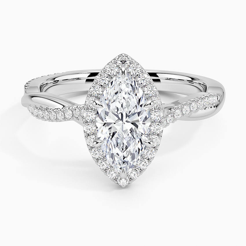 1.25 Karat Marquise Halo Tasarım Tektaş Laboratuvar Pırlanta Yüzük 18K -Diamora - Bold Diamonds
