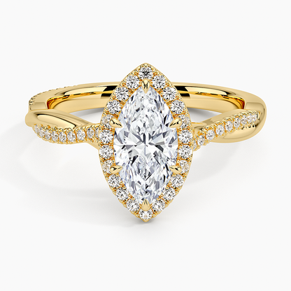 1.25 Karat Marquise Halo Tasarım Tektaş Laboratuvar Pırlanta Yüzük 18K -Diamora - Bold Diamonds