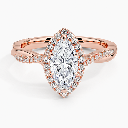 1.25 Karat Marquise Halo Tasarım Tektaş Laboratuvar Pırlanta Yüzük 18K -Diamora - Bold Diamonds