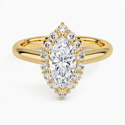 1.25 Karat Marquise Halo Tasarım Tektaş Laboratuvar Pırlanta Yüzük 18K-Illumina - Bold Diamonds