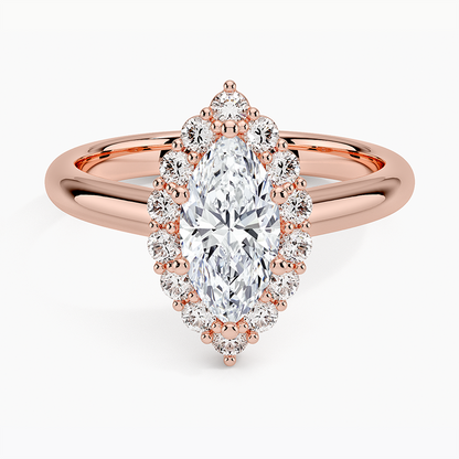 1.25 Karat Marquise Halo Tasarım Tektaş Laboratuvar Pırlanta Yüzük 18K-Illumina - Bold Diamonds