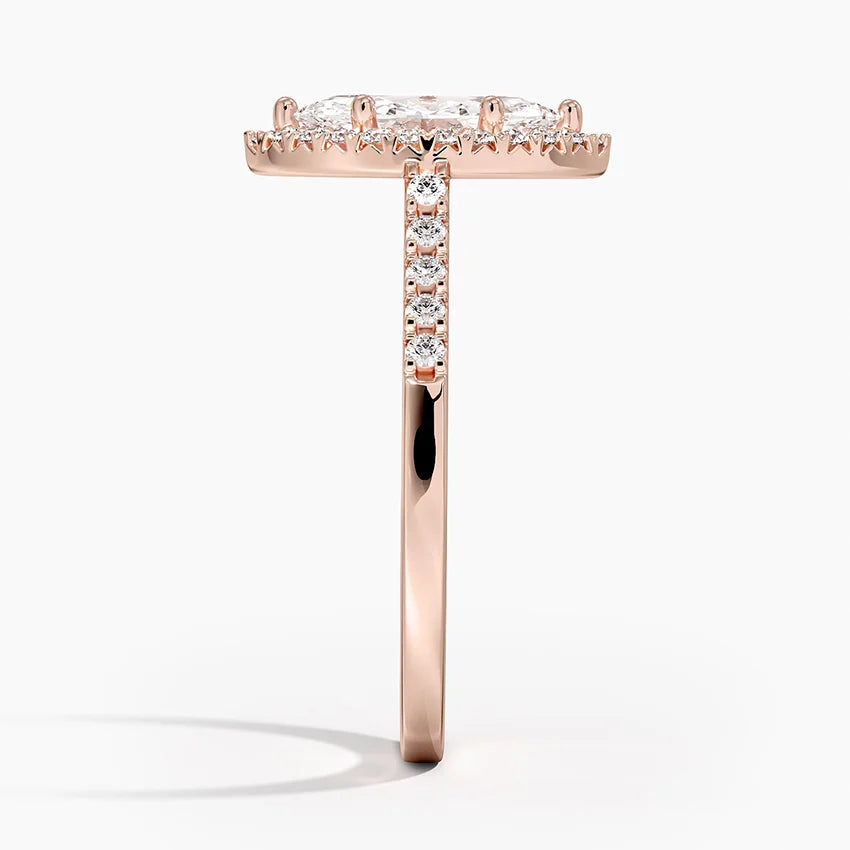 1,25 Karat Marquise Halo Tasarım Tektaş Laboratuvar Pırlanta Yüzük 18K - Lunara - Bold Diamonds