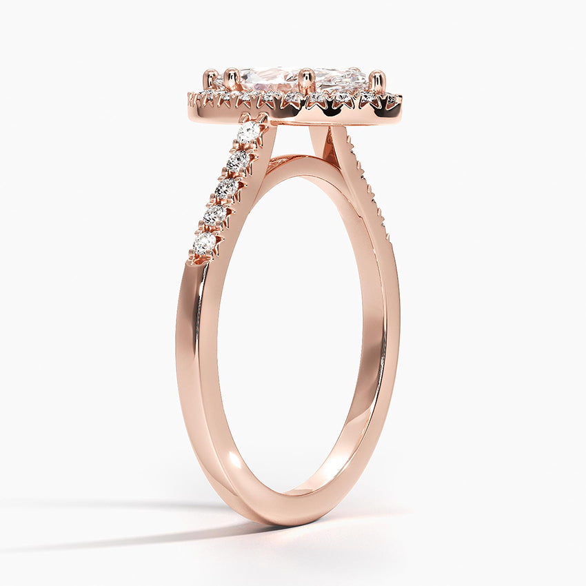 1,25 Karat Marquise Halo Tasarım Tektaş Laboratuvar Pırlanta Yüzük 18K - Lunara - Bold Diamonds