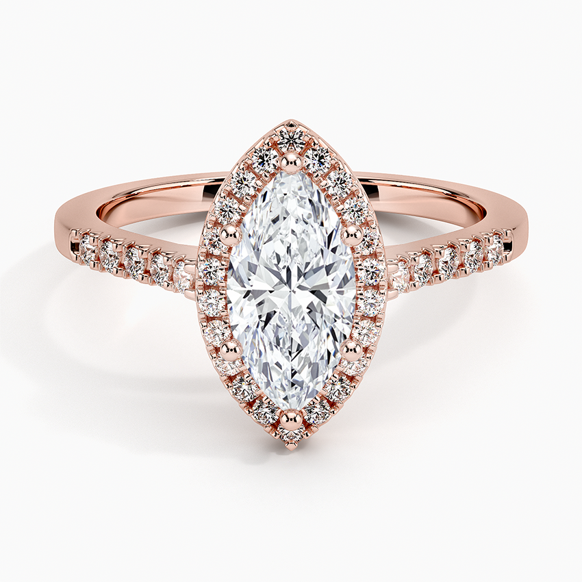 1,25 Karat Marquise Halo Tasarım Tektaş Laboratuvar Pırlanta Yüzük 18K - Lunara - Bold Diamonds