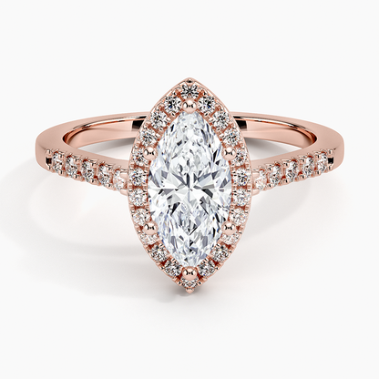 1,25 Karat Marquise Halo Tasarım Tektaş Laboratuvar Pırlanta Yüzük 18K - Lunara - Bold Diamonds
