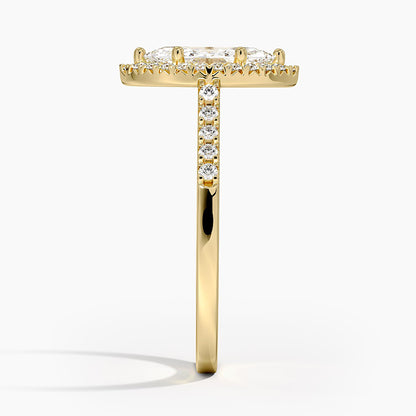 1,25 Karat Marquise Halo Tasarım Tektaş Laboratuvar Pırlanta Yüzük 18K - Lunara - Bold Diamonds