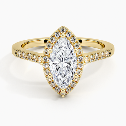 1,25 Karat Marquise Halo Tasarım Tektaş Laboratuvar Pırlanta Yüzük 18K - Lunara - Bold Diamonds