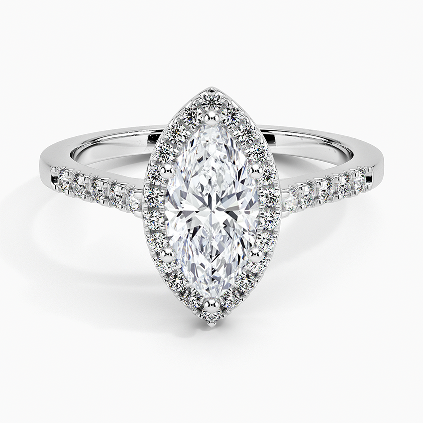 1,25 Karat Marquise Halo Tasarım Tektaş Laboratuvar Pırlanta Yüzük 18K - Lunara - Bold Diamonds