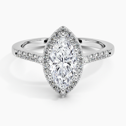 1,25 Karat Marquise Halo Tasarım Tektaş Laboratuvar Pırlanta Yüzük 18K - Lunara - Bold Diamonds