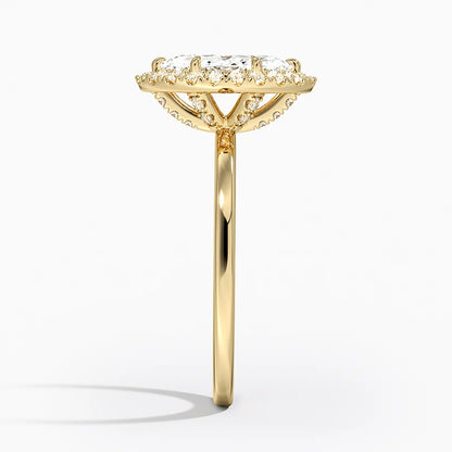 1.25 Karat Marquise Halo Tasarım Tektaş Laboratuvar Pırlanta Yüzük 18K -Ophelia - Bold Diamonds