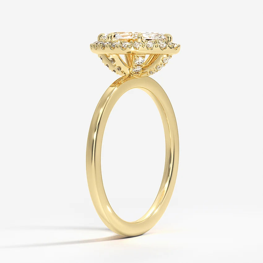 1.25 Karat Marquise Halo Tasarım Tektaş Laboratuvar Pırlanta Yüzük 18K -Ophelia - Bold Diamonds