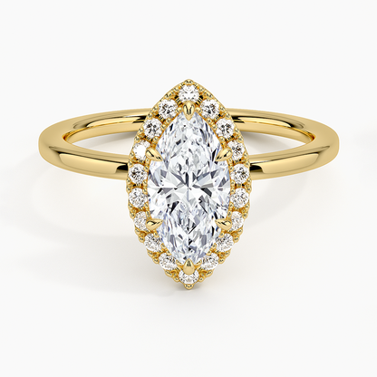 1.25 Karat Marquise Halo Tasarım Tektaş Laboratuvar Pırlanta Yüzük 18K -Ophelia - Bold Diamonds
