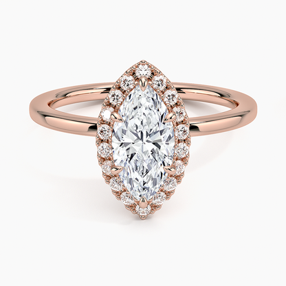 1.25 Karat Marquise Halo Tasarım Tektaş Laboratuvar Pırlanta Yüzük 18K -Ophelia - Bold Diamonds