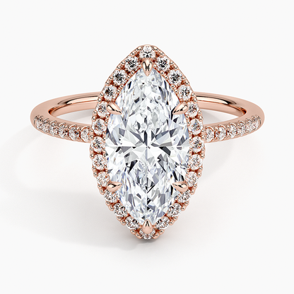 1.25 Karat Marquise Halo Tasarım Tektaş Laboratuvar Pırlanta Yüzük 18K -Valora - Bold Diamonds