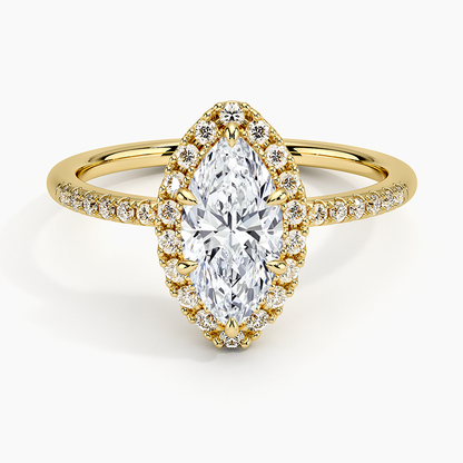 1.25 Karat Marquise Halo Tasarım Tektaş Laboratuvar Pırlanta Yüzük 18K -Valora - Bold Diamonds