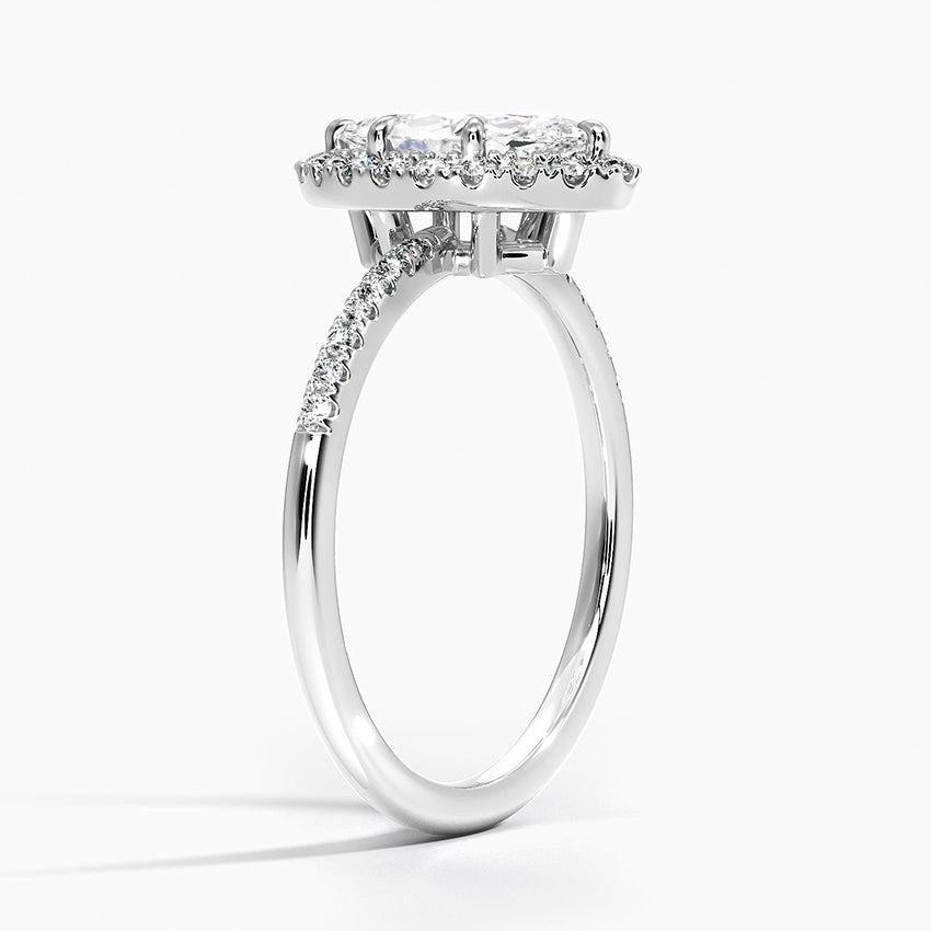 1.25 Karat Marquise Halo Tasarım Tektaş Laboratuvar Pırlanta Yüzük 18K -Valora - Bold Diamonds