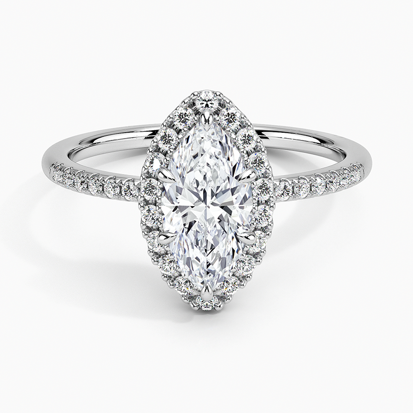 1.25 Karat Marquise Halo Tasarım Tektaş Laboratuvar Pırlanta Yüzük 18K -Valora - Bold Diamonds
