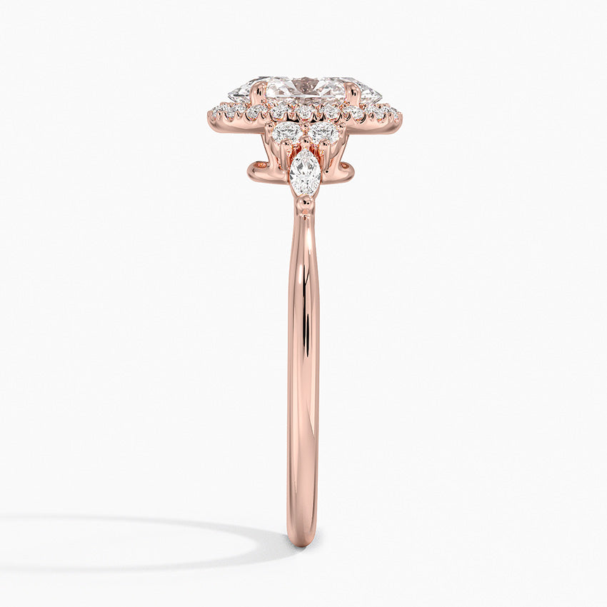 1.25 Karat Oval Halo Tasarım Tektaş Laboratuvar Pırlanta Yüzük 18K  -Amara - Bold Diamonds