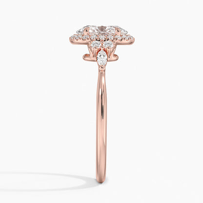 1.25 Karat Oval Halo Tasarım Tektaş Laboratuvar Pırlanta Yüzük 18K  -Amara - Bold Diamonds