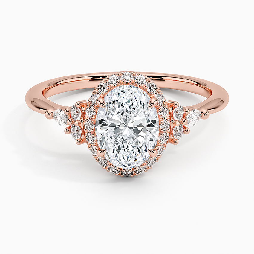1.25 Karat Oval Halo Tasarım Tektaş Laboratuvar Pırlanta Yüzük 18K  -Amara - Bold Diamonds