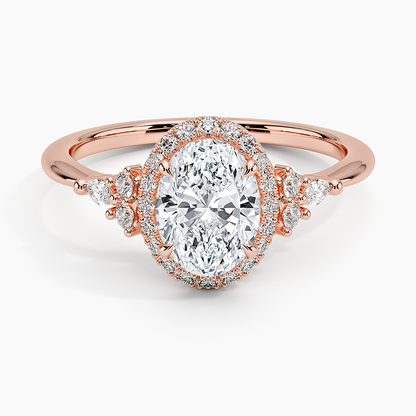1.25 Karat Oval Halo Tasarım Tektaş Laboratuvar Pırlanta Yüzük 18K  -Amara - Bold Diamonds