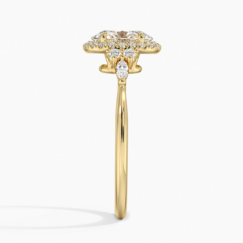 1.25 Karat Oval Halo Tasarım Tektaş Laboratuvar Pırlanta Yüzük 18K  -Amara - Bold Diamonds