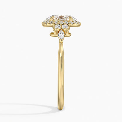 1.25 Karat Oval Halo Tasarım Tektaş Laboratuvar Pırlanta Yüzük 18K  -Amara - Bold Diamonds