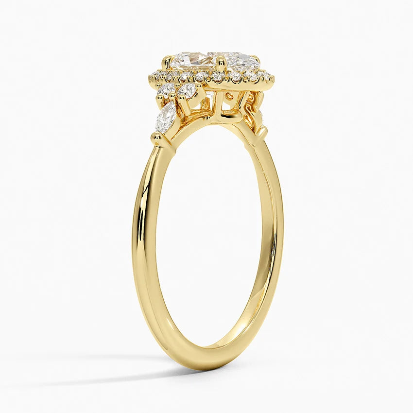 1.25 Karat Oval Halo Tasarım Tektaş Laboratuvar Pırlanta Yüzük 18K  -Amara - Bold Diamonds