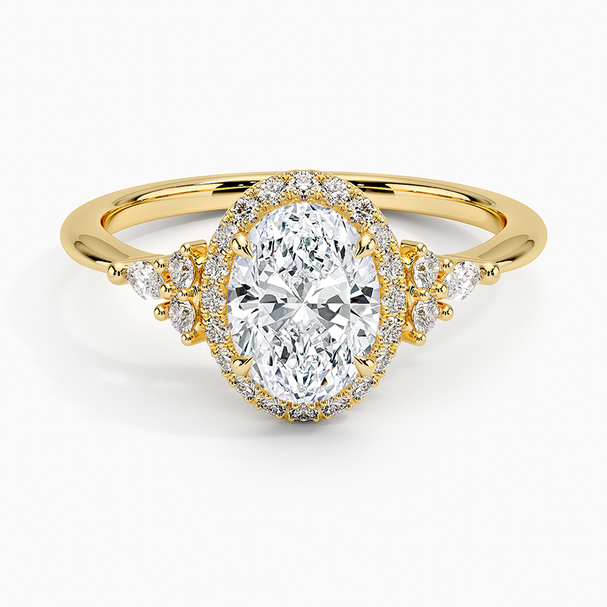 1.25 Karat Oval Halo Tasarım Tektaş Laboratuvar Pırlanta Yüzük 18K  -Amara - Bold Diamonds