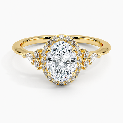 1.25 Karat Oval Halo Tasarım Tektaş Laboratuvar Pırlanta Yüzük 18K  -Amara - Bold Diamonds