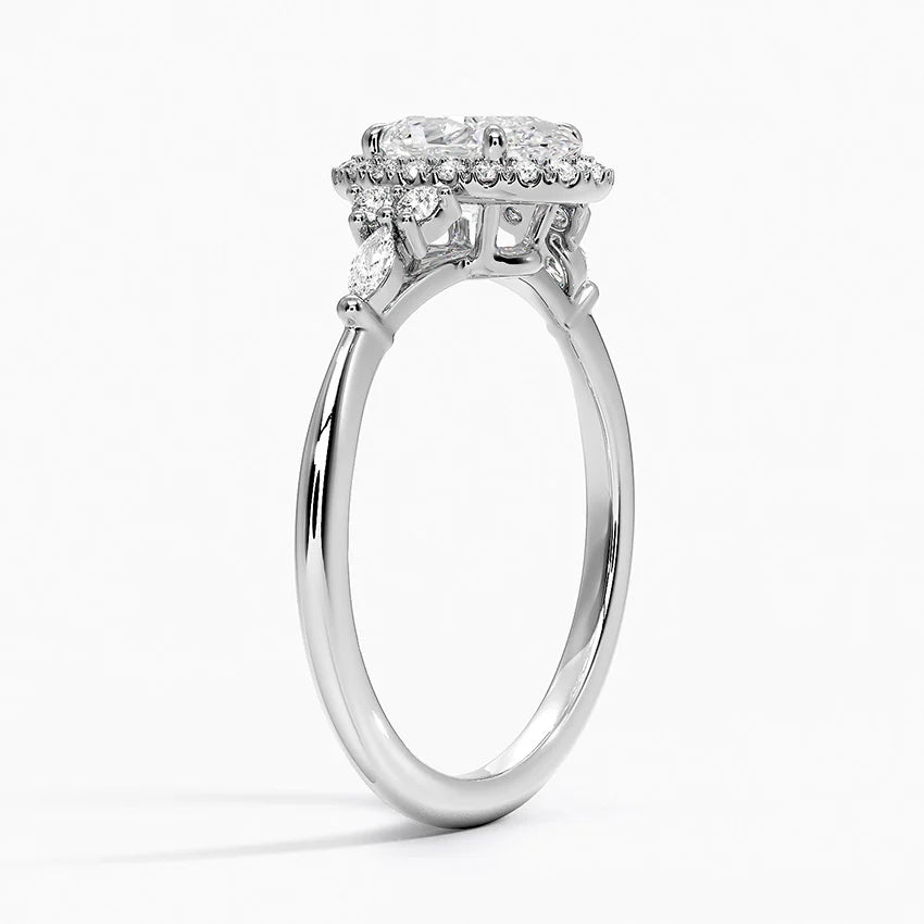 1.25 Karat Oval Halo Tasarım Tektaş Laboratuvar Pırlanta Yüzük 18K  -Amara - Bold Diamonds