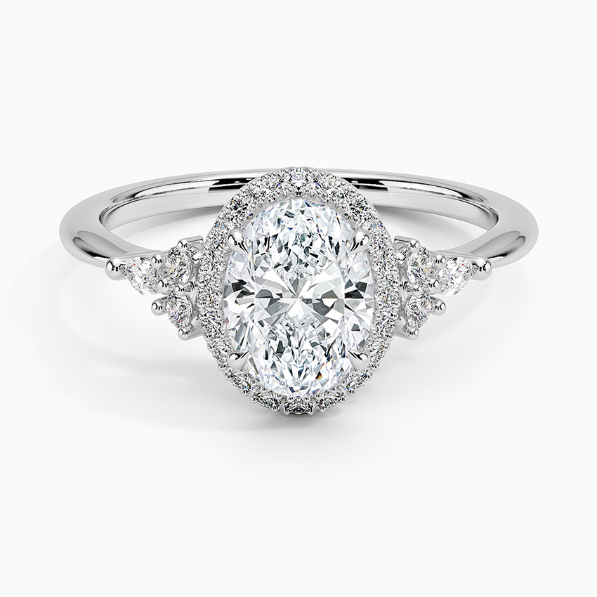 1.25 Karat Oval Halo Tasarım Tektaş Laboratuvar Pırlanta Yüzük 18K  -Amara - Bold Diamonds