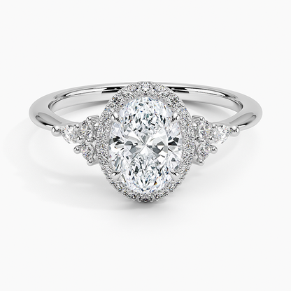 1.25 Karat Oval Halo Tasarım Tektaş Laboratuvar Pırlanta Yüzük 18K  -Amara - Bold Diamonds