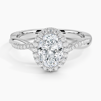 1.25 Karat Oval Halo Tasarım Tektaş Laboratuvar Pırlanta Yüzük 18K -Diamora - Bold Diamonds