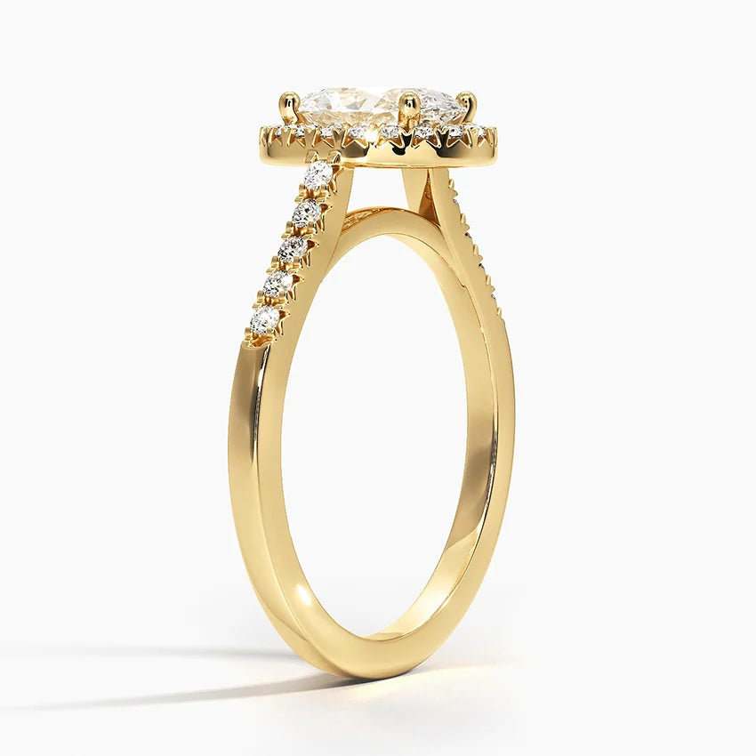 1,25 Karat Oval Halo Tasarım Tektaş Laboratuvar Pırlanta Yüzük 18K - Lunara - Bold Diamonds