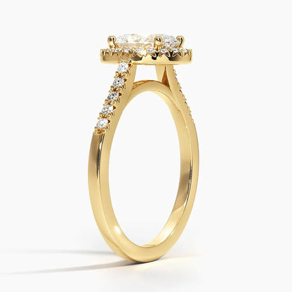 1,25 Karat Oval Halo Tasarım Tektaş Laboratuvar Pırlanta Yüzük 18K - Lunara - Bold Diamonds