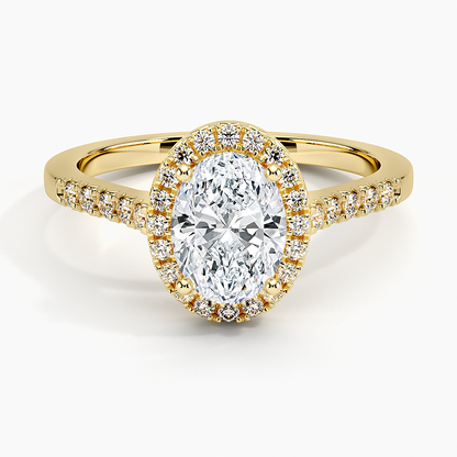 1,25 Karat Oval Halo Tasarım Tektaş Laboratuvar Pırlanta Yüzük 18K - Lunara - Bold Diamonds