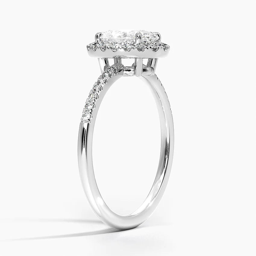 1.25 Karat Oval Halo Tasarım Tektaş Laboratuvar Pırlanta Yüzük 18K -Valora - Bold Diamonds