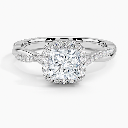 1.25 Karat Prenses Halo Tasarım Tektaş Laboratuvar Pırlanta Yüzük 18K -Diamora - Bold Diamonds