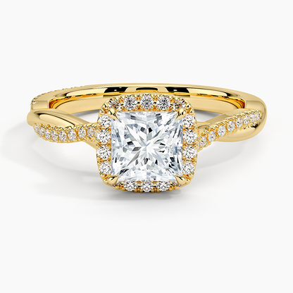 1.25 Karat Prenses Halo Tasarım Tektaş Laboratuvar Pırlanta Yüzük 18K -Diamora - Bold Diamonds