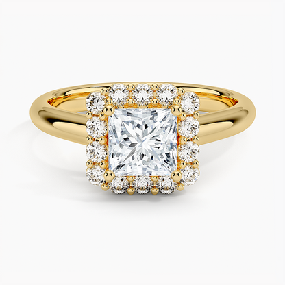 1.25 Karat Prenses Halo Tasarım Tektaş Laboratuvar Pırlanta Yüzük 18K -Illumina - Bold Diamonds