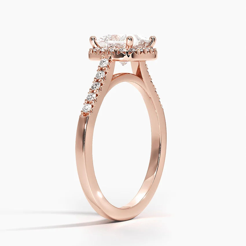 1,25 Karat Prenses Halo Tasarım Tektaş Laboratuvar Pırlanta Yüzük 18K - Lunara - Bold Diamonds
