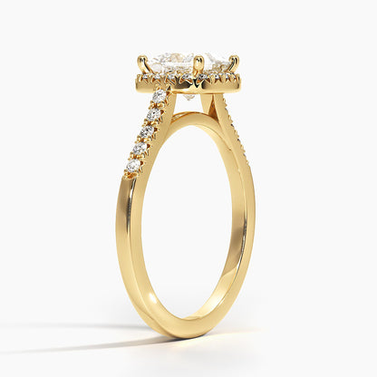 1,25 Karat Prenses Halo Tasarım Tektaş Laboratuvar Pırlanta Yüzük 18K - Lunara - Bold Diamonds