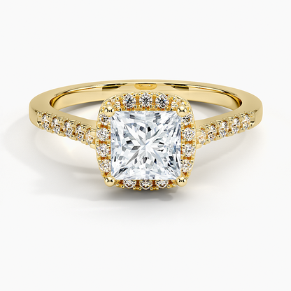 1,25 Karat Prenses Halo Tasarım Tektaş Laboratuvar Pırlanta Yüzük 18K - Lunara - Bold Diamonds