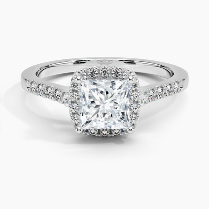 1,25 Karat Prenses Halo Tasarım Tektaş Laboratuvar Pırlanta Yüzük 18K - Lunara - Bold Diamonds