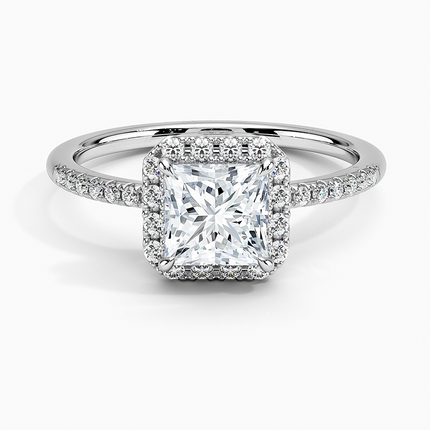 1.25 Karat Prenses Halo Tasarım Tektaş Laboratuvar Pırlanta Yüzük 18K -Valora - Bold Diamonds
