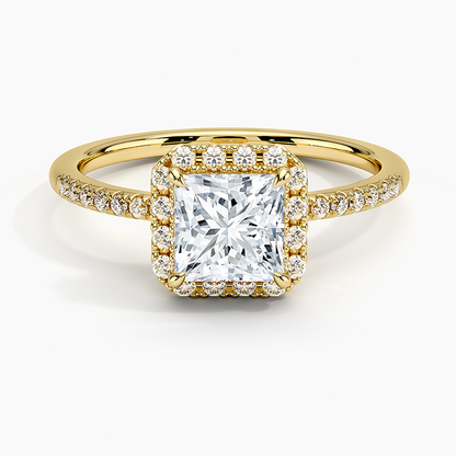 1.25 Karat Prenses Halo Tasarım Tektaş Laboratuvar Pırlanta Yüzük 18K -Valora - Bold Diamonds