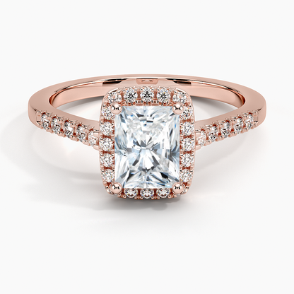 1,25 Karat Radiant Halo Tasarım Tektaş Laboratuvar Pırlanta Yüzük 18K - Lunara - Bold Diamonds