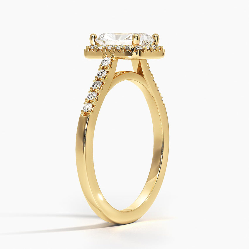 1,25 Karat Radiant Halo Tasarım Tektaş Laboratuvar Pırlanta Yüzük 18K - Lunara - Bold Diamonds